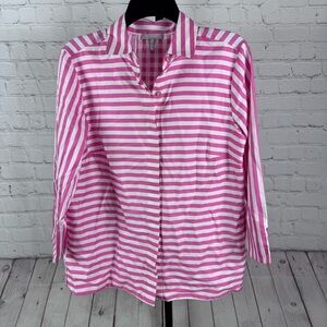 Hinson Wu Xena 3/4 Sleeve Stripe/Gingham Combo Shirt Size Small